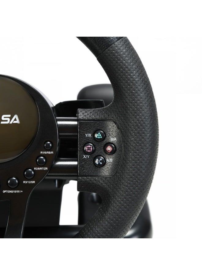 ASA A500 6-in-1 Gaming Racing Wheel with Pedals & Gear Shifter – Dual-Motor Vibration, 180° Rotation – Compatible with PC, PS4, PS3, Xbox One, Xbox 360, Switch, and Android - Image 5